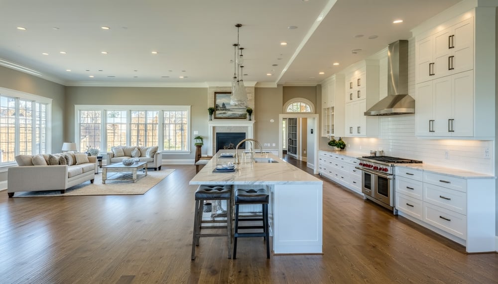 Remodeled kitchen and living space by Brocato's Custom Homes